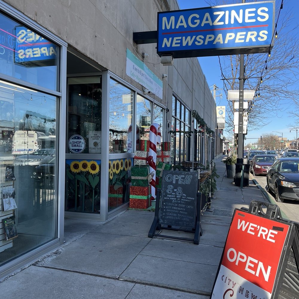 A street outside a newspaper shop in Nullhaven.